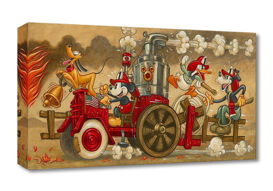 Tim Rogerson Disney Mickey's Fire Brigade Limited Edition Canvas Giclee