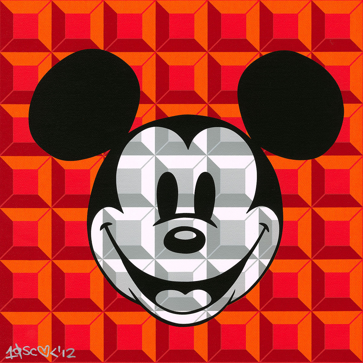 Tennessee Loveless Disney "8 Bit-Block Mickey" Limited Edition Serigraph on Canvas