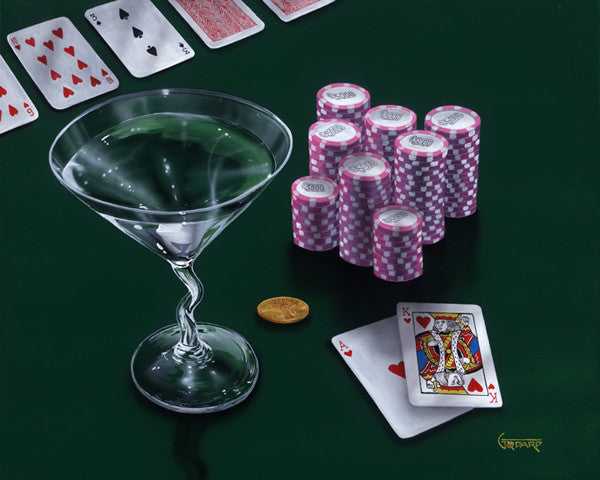 Michael Godard Poker Chips, Big Slick Limited Edition Canvas Giclee