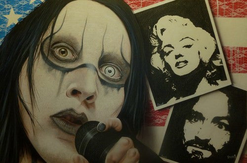Stickman I Wasn't Born with Enough Middle Fingers (Marilyn Manson) Limited Edition Canvas Giclee