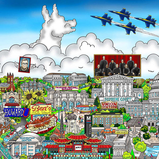 Charles Fazzino FBI…CIA…IRS…RBG…by, George…It’s Washington 3D Limited Edition Mixed-Media on Paper