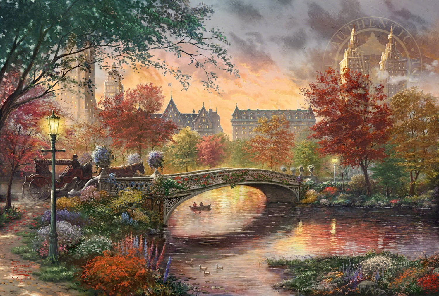 Thomas Kinkade Studios "Autumn in New York" Limited and Open Canvas Giclee