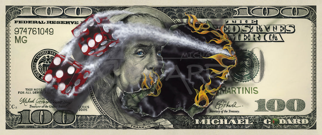Michael Godard $100 Bill with Dice Limited Edition Paper Giclee