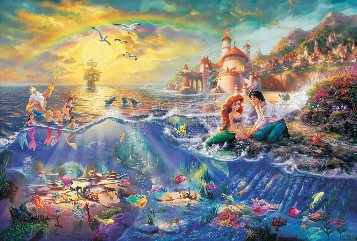 Thomas Kinkade Studios "The Little Mermaid" Limited and Open Canvas Giclee