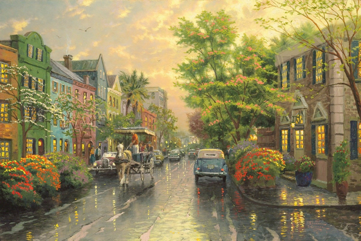 Thomas Kinkade Charleston - Sunset on Rainbow Row Limited Edition Canvas Giclee