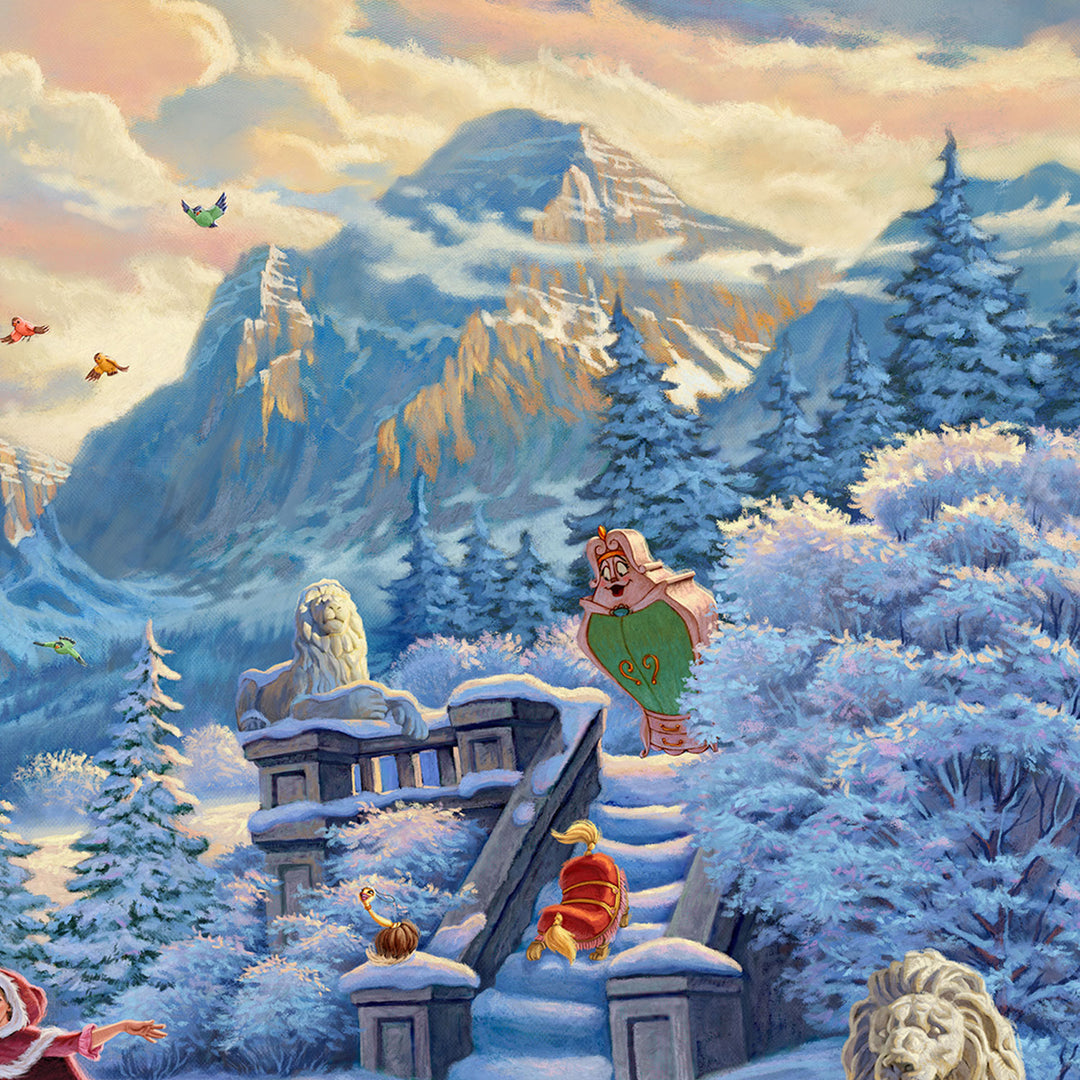 Thomas Kinkade Studios Beauty and the Beast’s Winter Enchantment Limited Edition Canvas Giclee