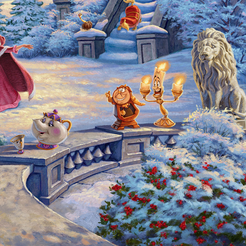 Thomas Kinkade Studios Beauty and the Beast’s Winter Enchantment Limited Edition Canvas Giclee