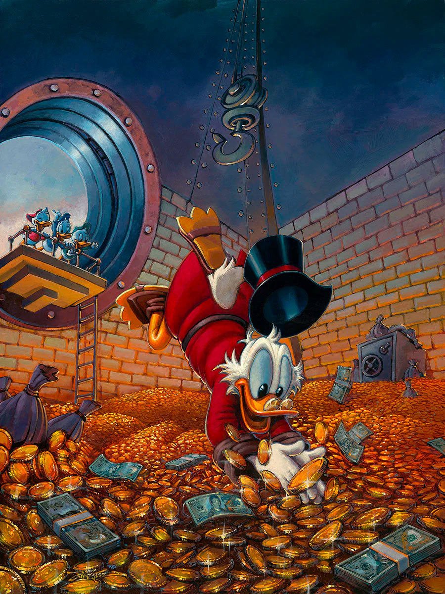 Rodel Gonzalez Disney Diving in Gold Limited Edition Canvas Giclee