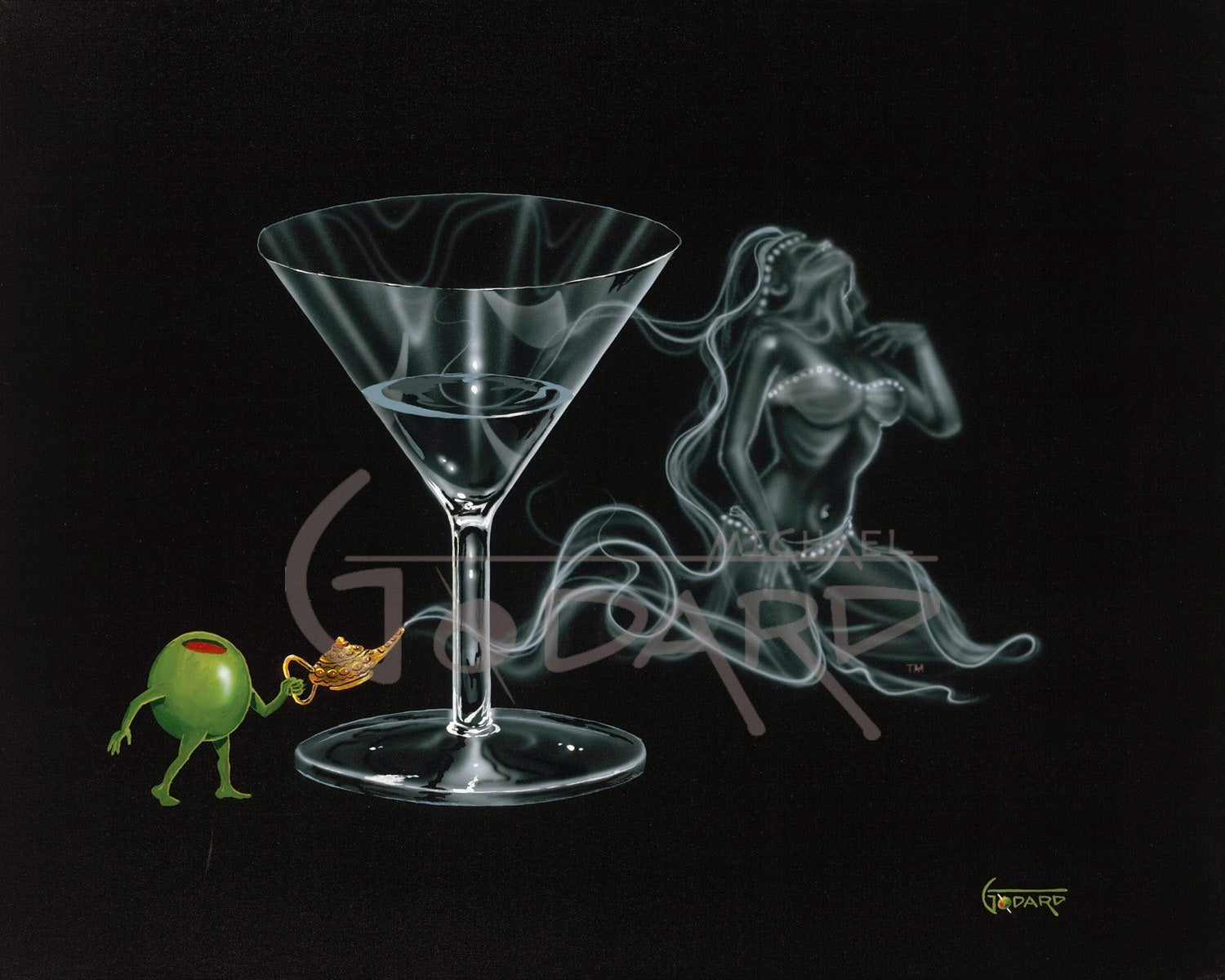 Michael Godard "I Dream of Genie Martini" Limited Edition Canvas Giclee