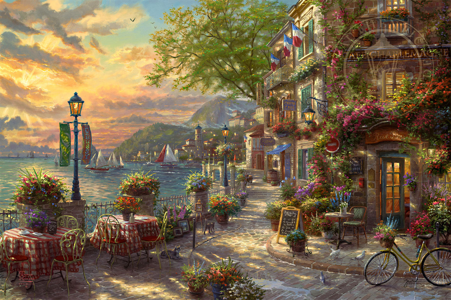 Thomas Kinkade Studios "French Riviera Café" Limited and Open Edition Canvas
