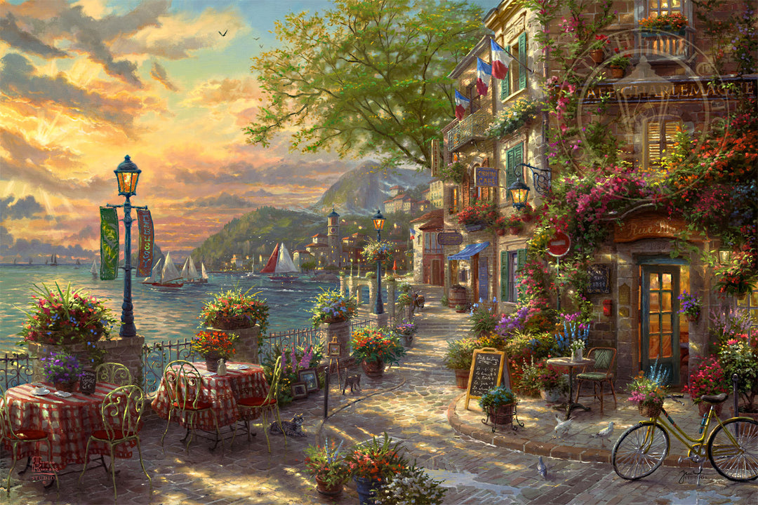 Thomas Kinkade Studios French Riviera Café Limited and Open Edition Canvas