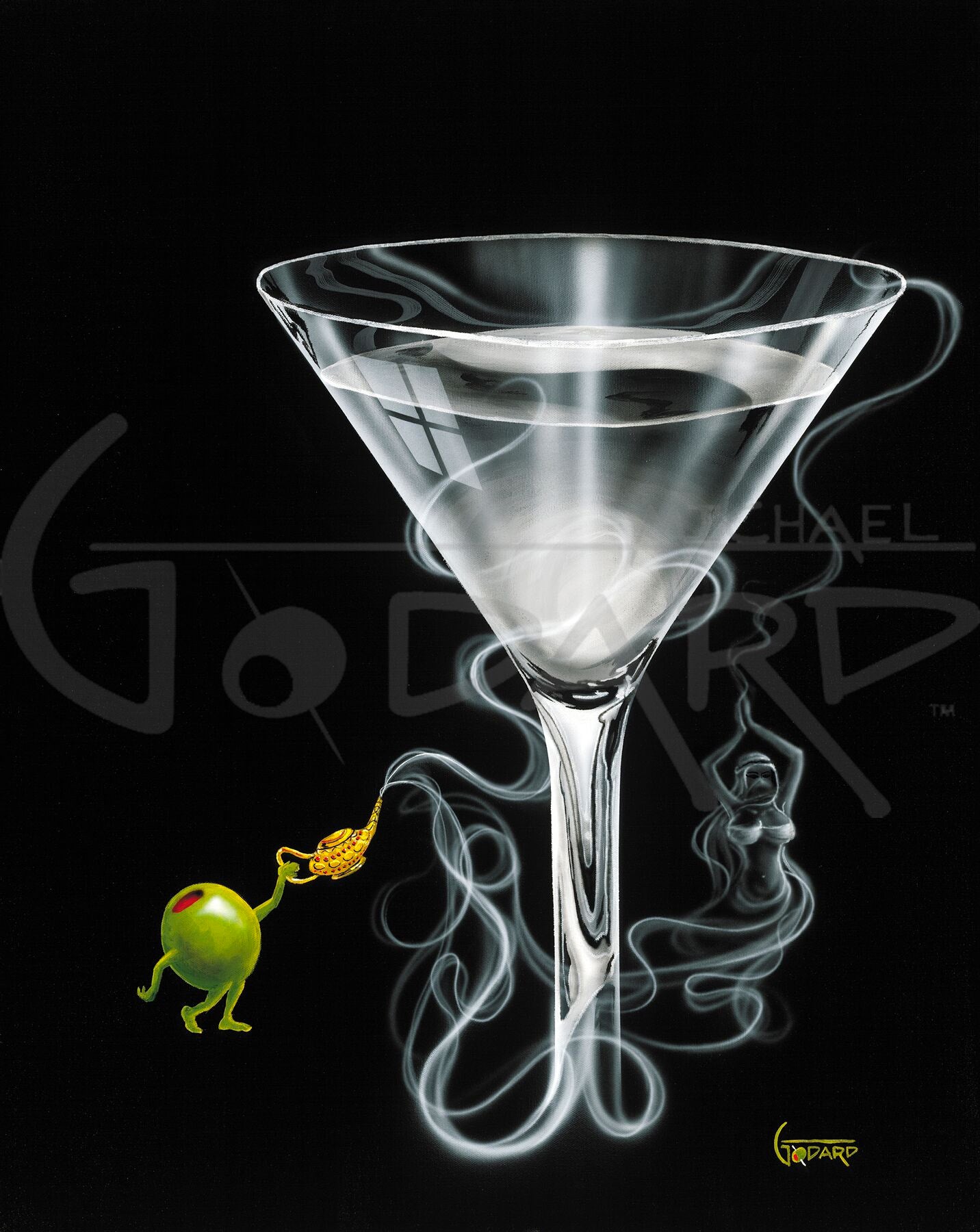 Michael Godard "Martini Genie" Limited Edition Canvas Giclee
