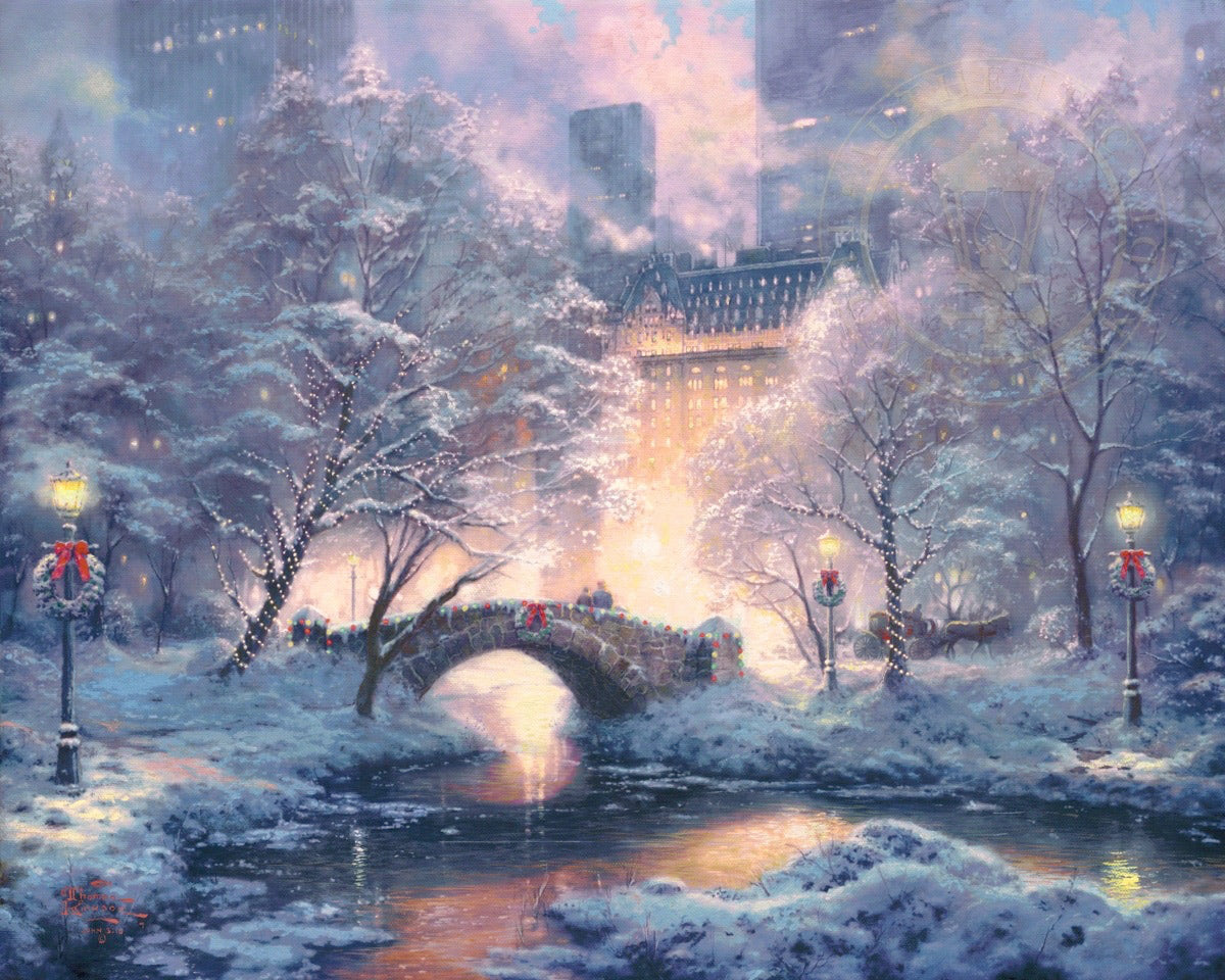 Thomas Kinkade Holiday at Central Park Limited Edition Canvas Giclee