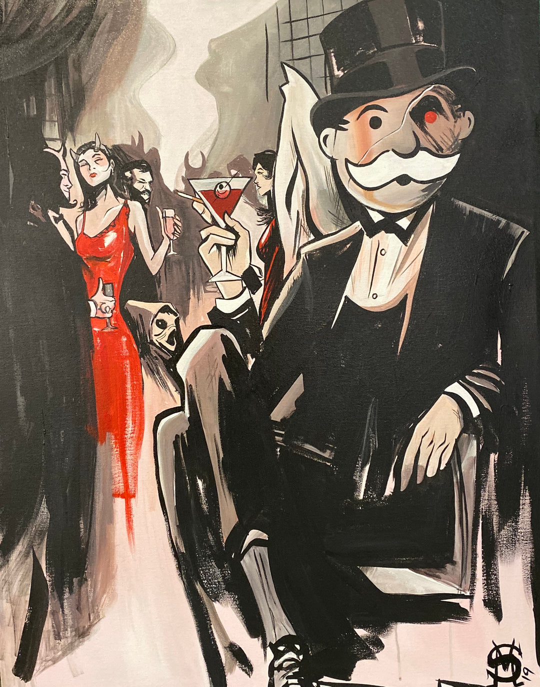 Sinister Monopoly “Blood Martini” Original Canvas