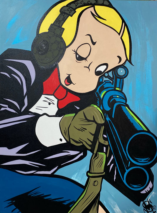 Sinister Monopoly Sniper Original Acrylic on Canvas