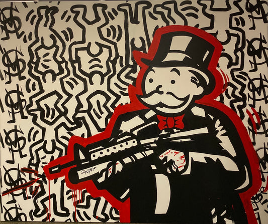 Sinister Monopoly “Keith Haring vs Sinister Monopoly” Original Canvas