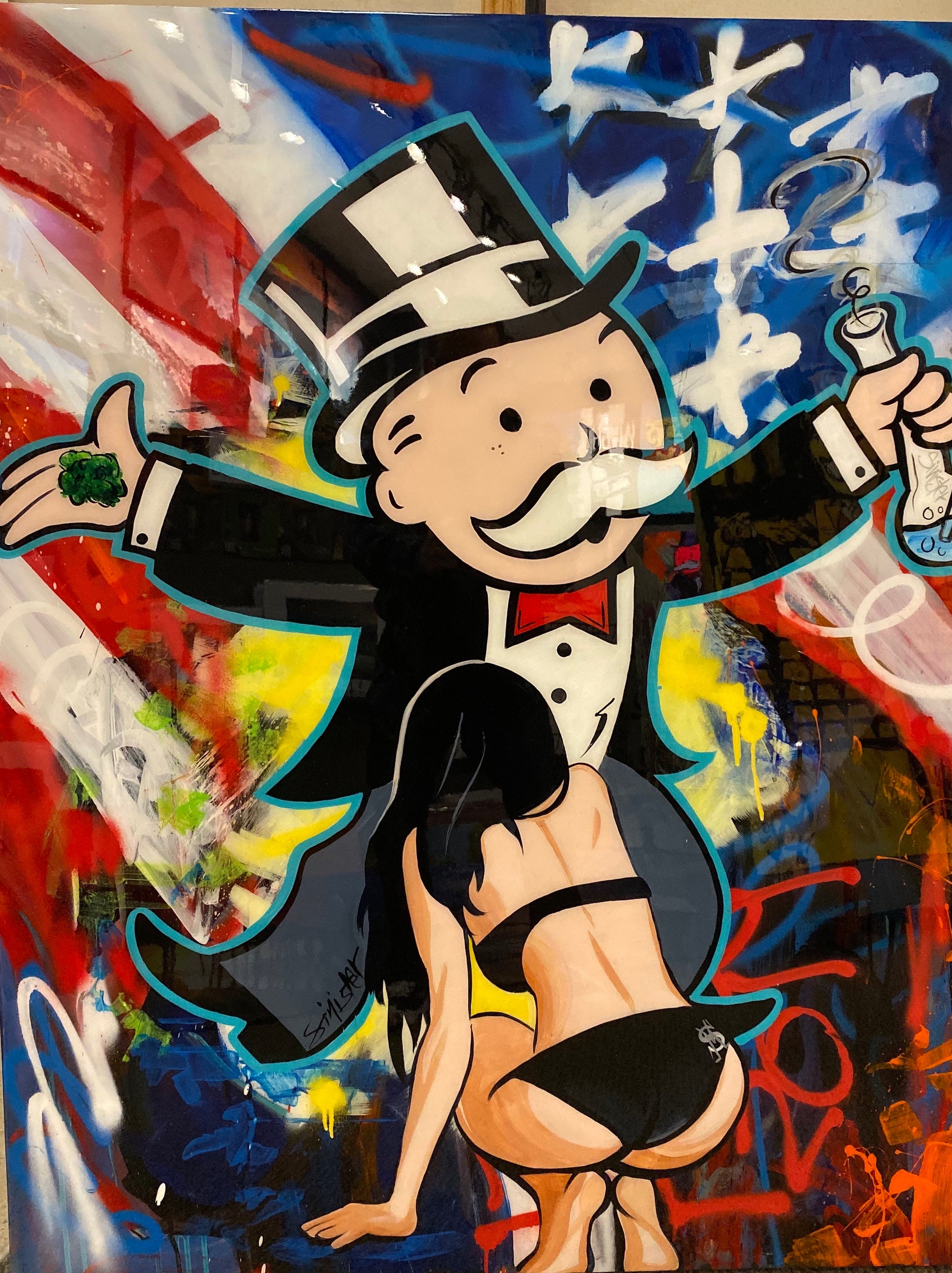Sinister Monopoly “The American Dream” Original on Wood