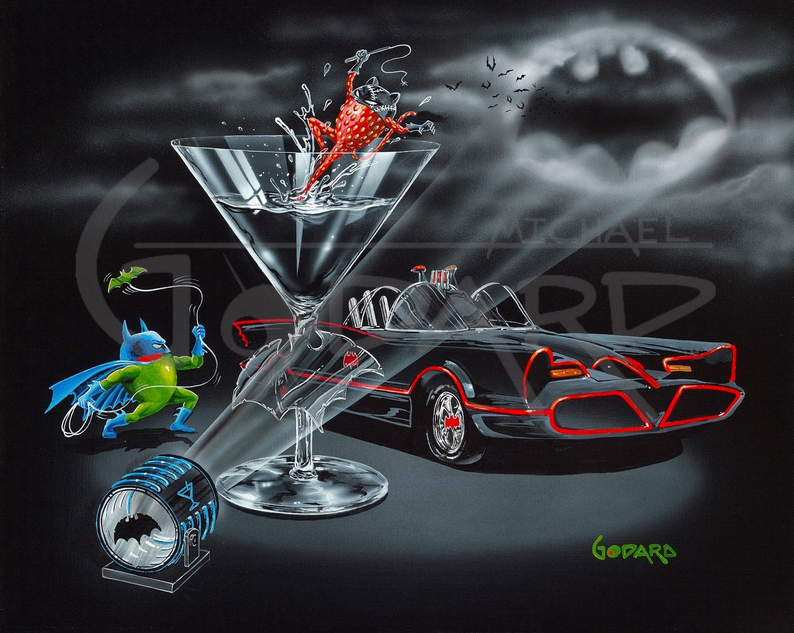 Michael Godard Bat-tini Limited Edition Canvas Giclee
