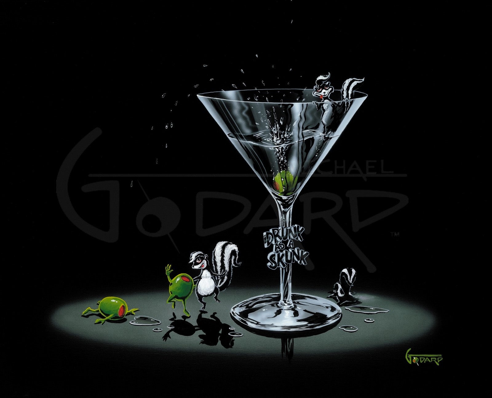 Michael Godard "Drunk as a Skunk" Limited Edition Canvas Giclee