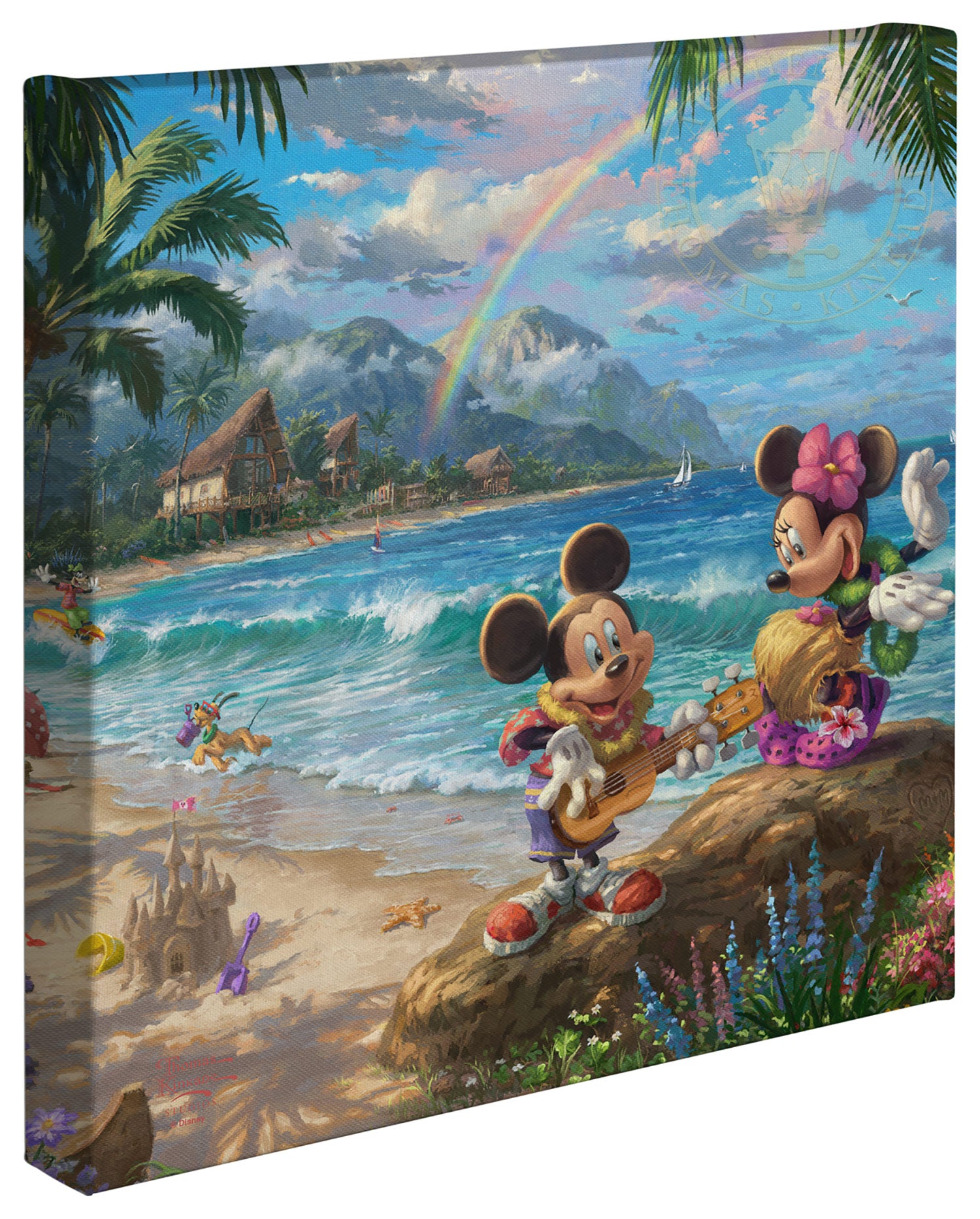 Thomas Kinkade Studios "Mickey and Minnie in Hawaii" Limited and Open Canvas Giclee