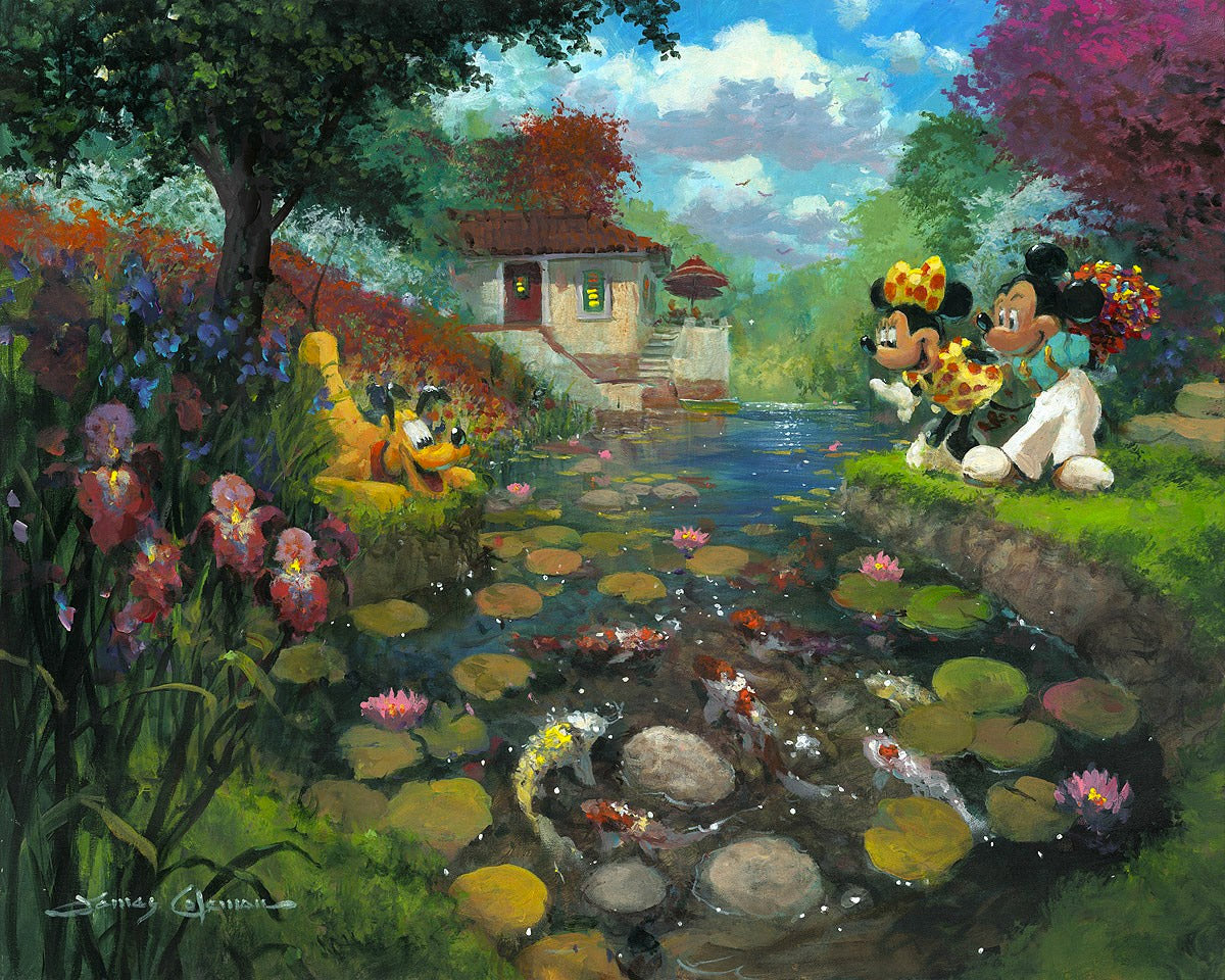 James Coleman Disney "Mickey's Koi Pond" Limited Edition Canvas Giclee