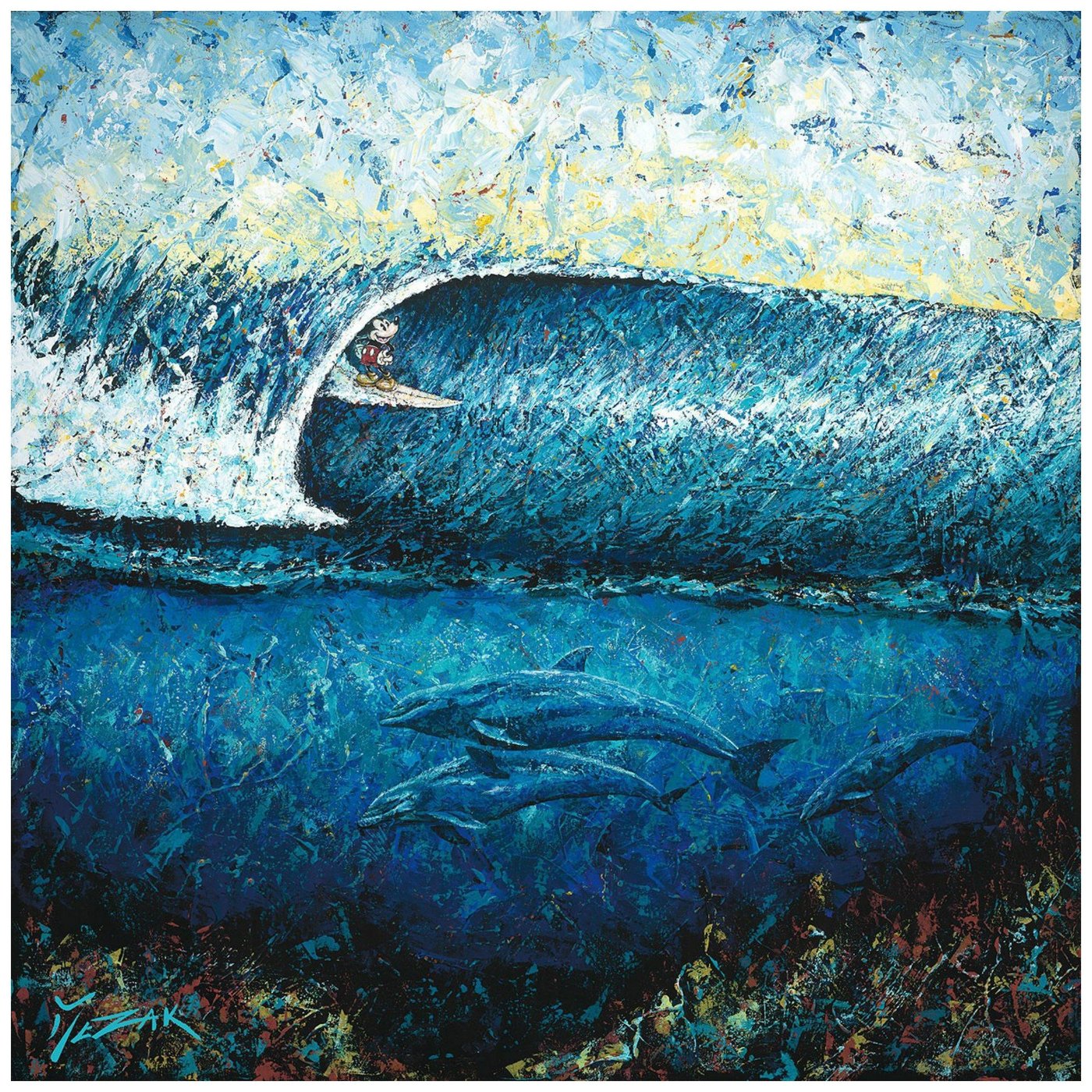 Trevor Mezak Disney Mickey Surfs Pipeline Limited Edition Canvas Giclee
