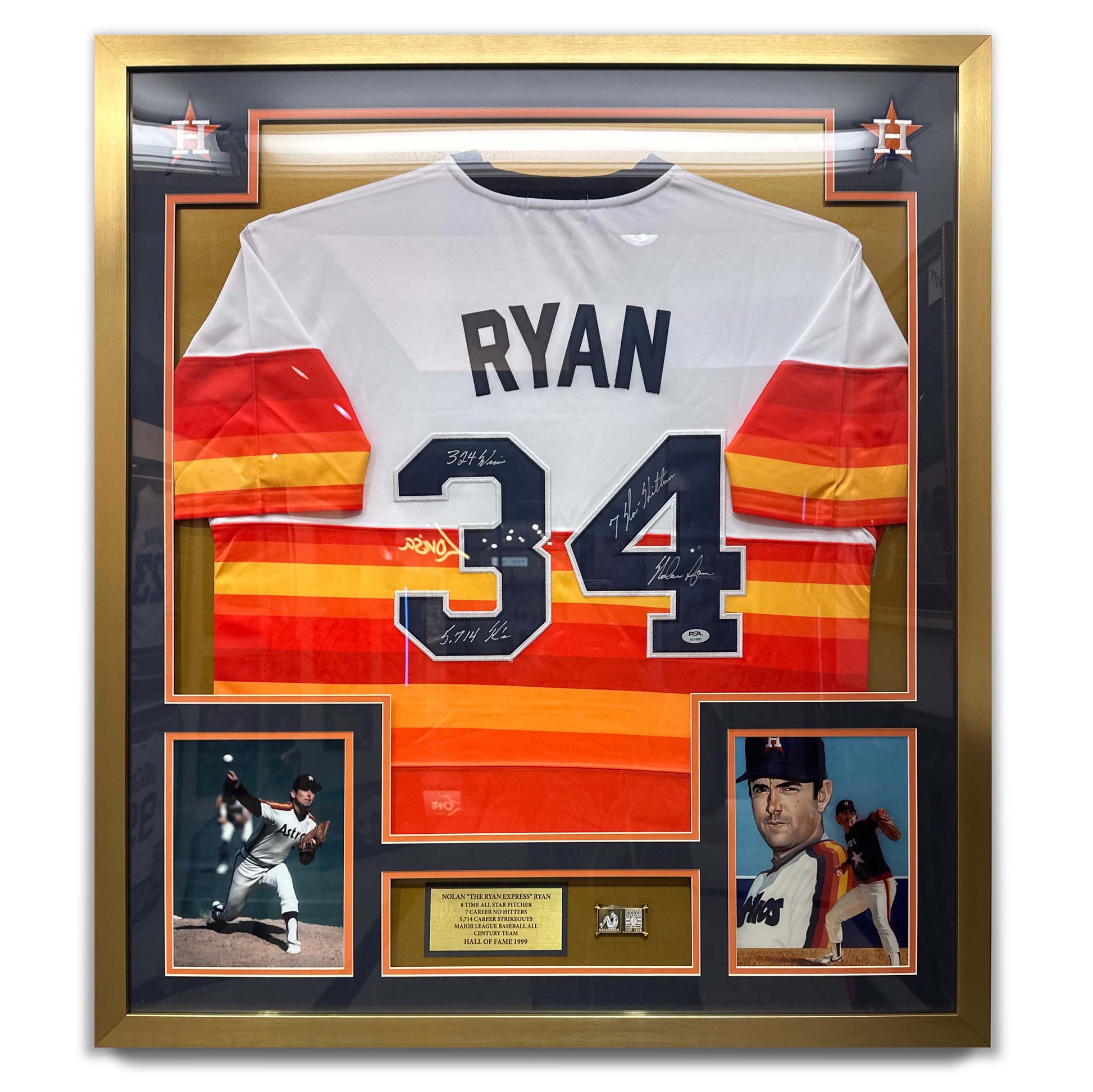 Art Center Gallery 34 NOLAN RYAN Framed (Orange/White) Sports Jersey