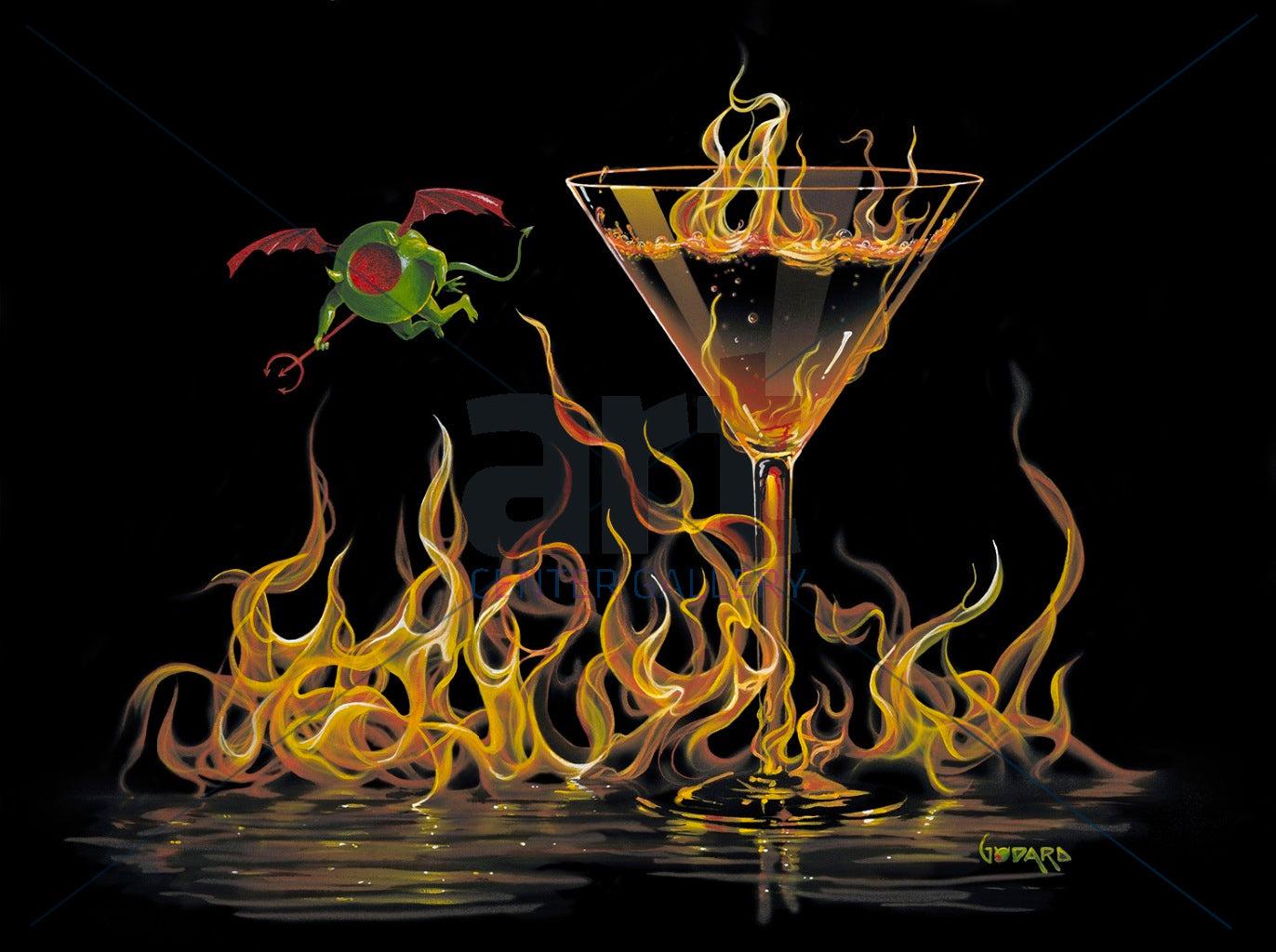 Michael Godard Hell of A Martini Limited Edition Canvas Giclee