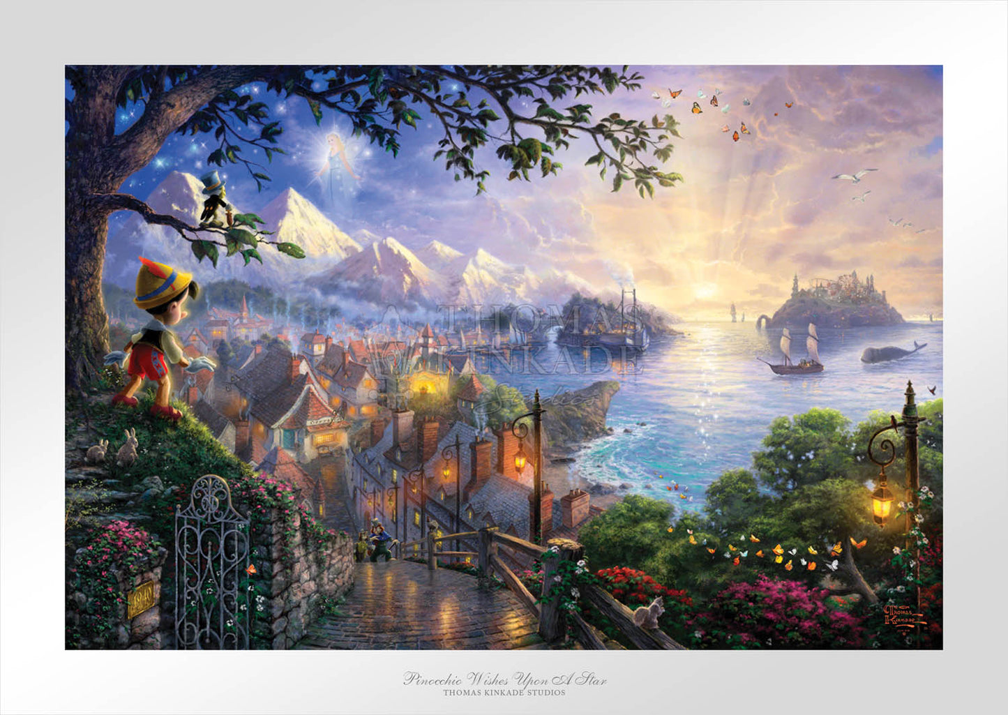 Thomas Kinkade Disney Dreams "Pinocchio Wishes Upon a Star" Canvas OR Paper Limited Giclee