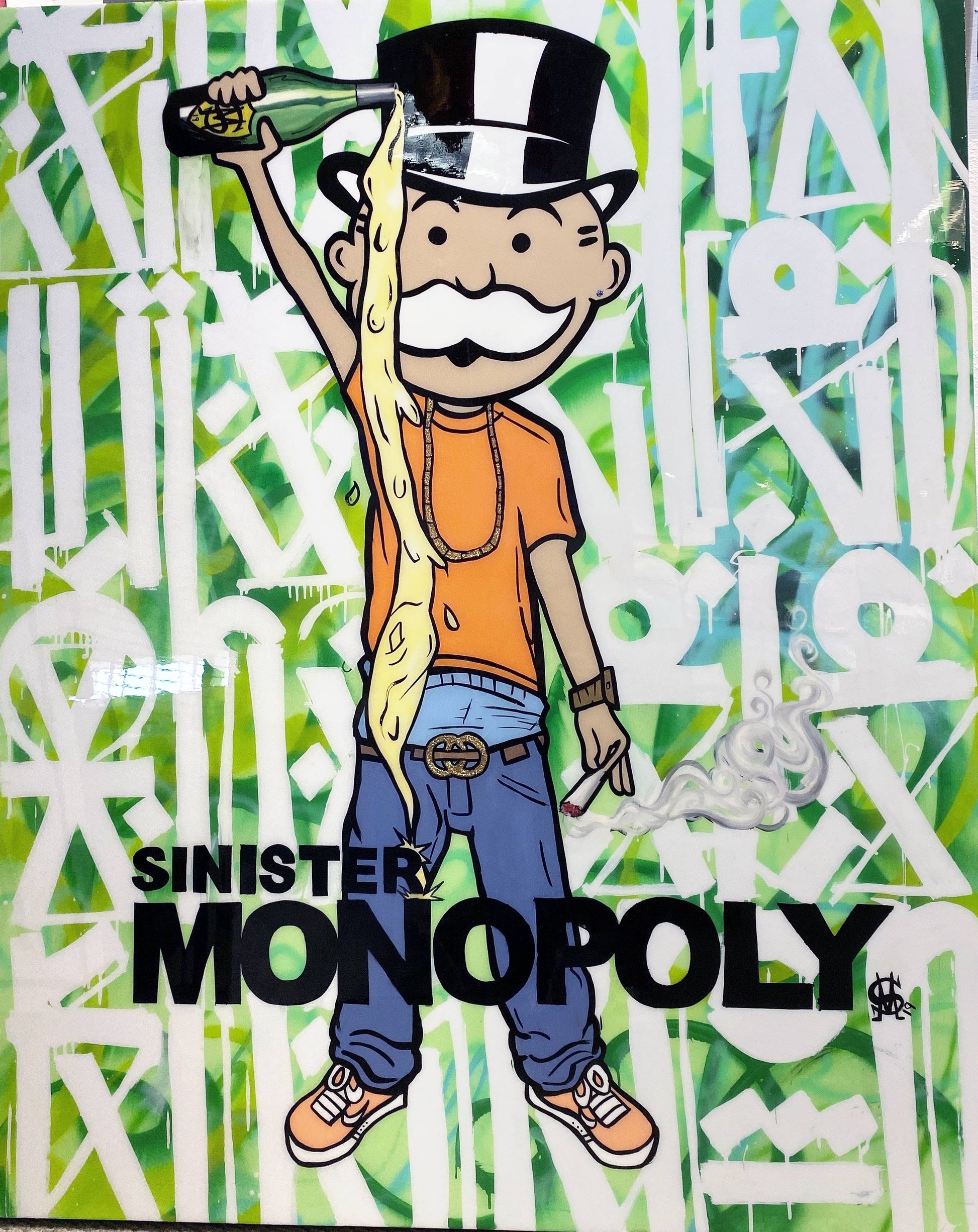 Sinister Monopoly “Pour Something Out” Original on Wood