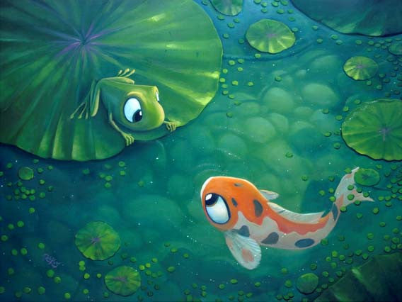 Rob Kaz Playing Koi Canvas Giclee