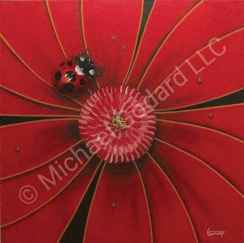 Michael Godard Red Flower with Lady Bug Limited Edition Canvas Giclee