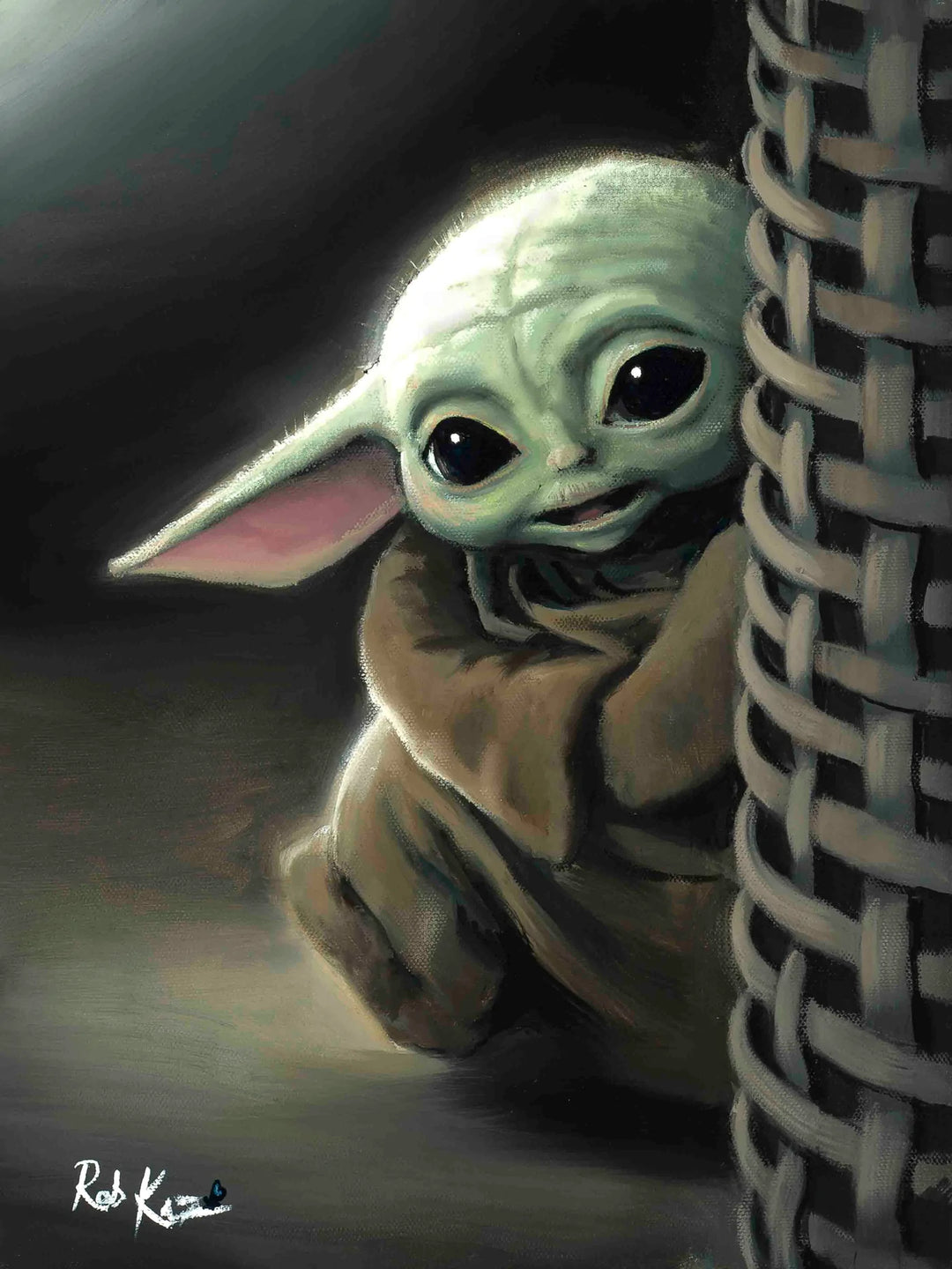 Rob Kaz The Mandalorian Peeking Limited Edition Canvas Giclee