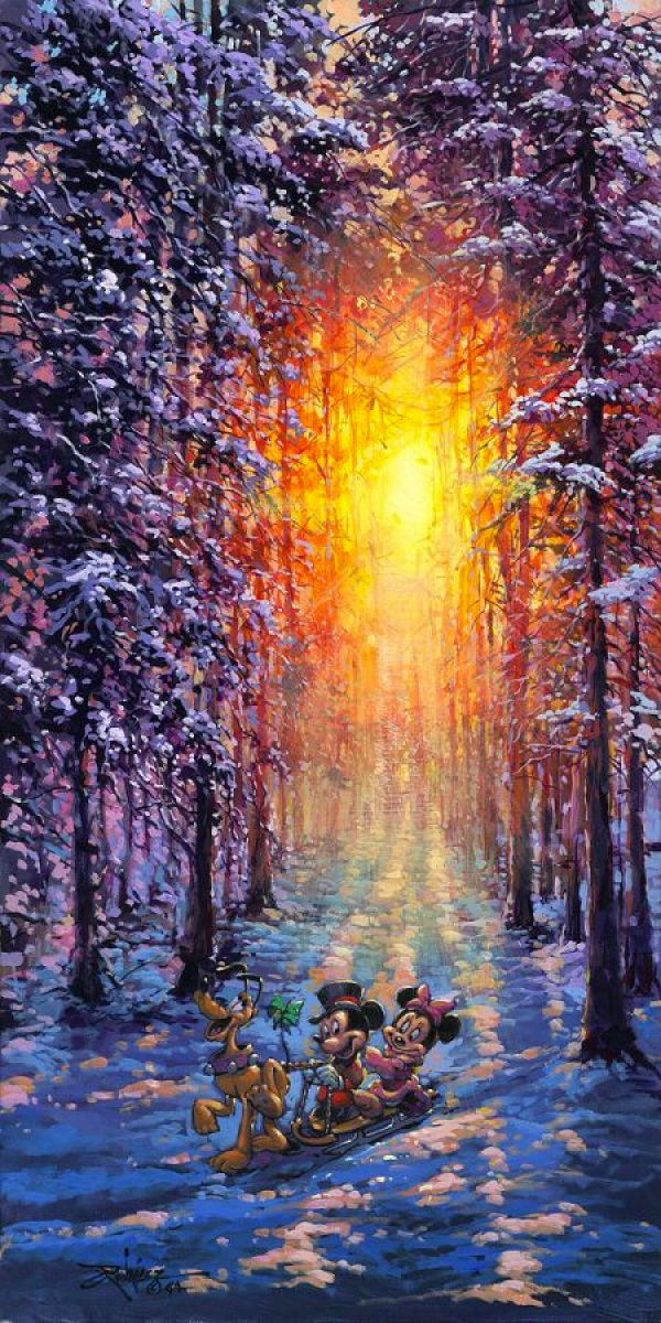 Rodel Gonzalez Disney "Winter Sleigh Ride" Limited Edition Canvas Giclee