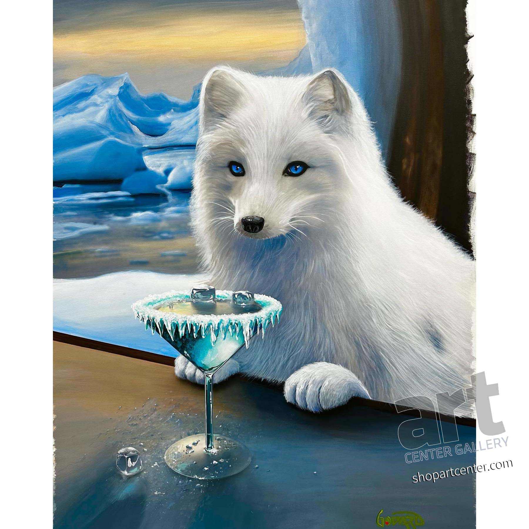 Michael Godard Arctic Fox Title TBD - Painting from Arctic Series Limited Edition Canvas Giclee