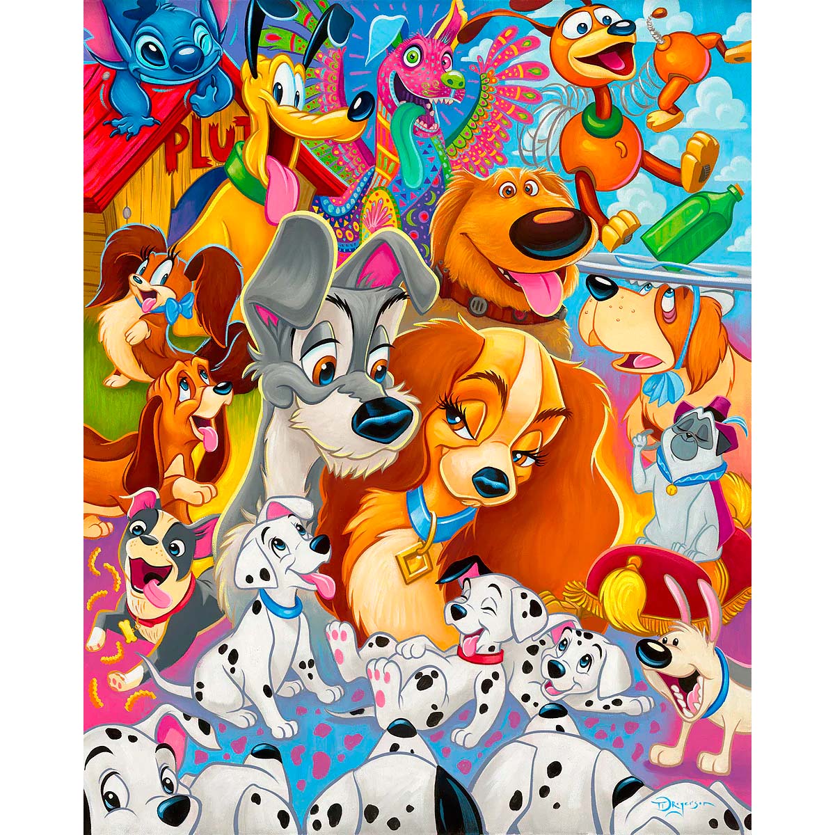 Tim Rogerson Disney "So Many Disney Dogs" Limited Edition Canvas Giclee