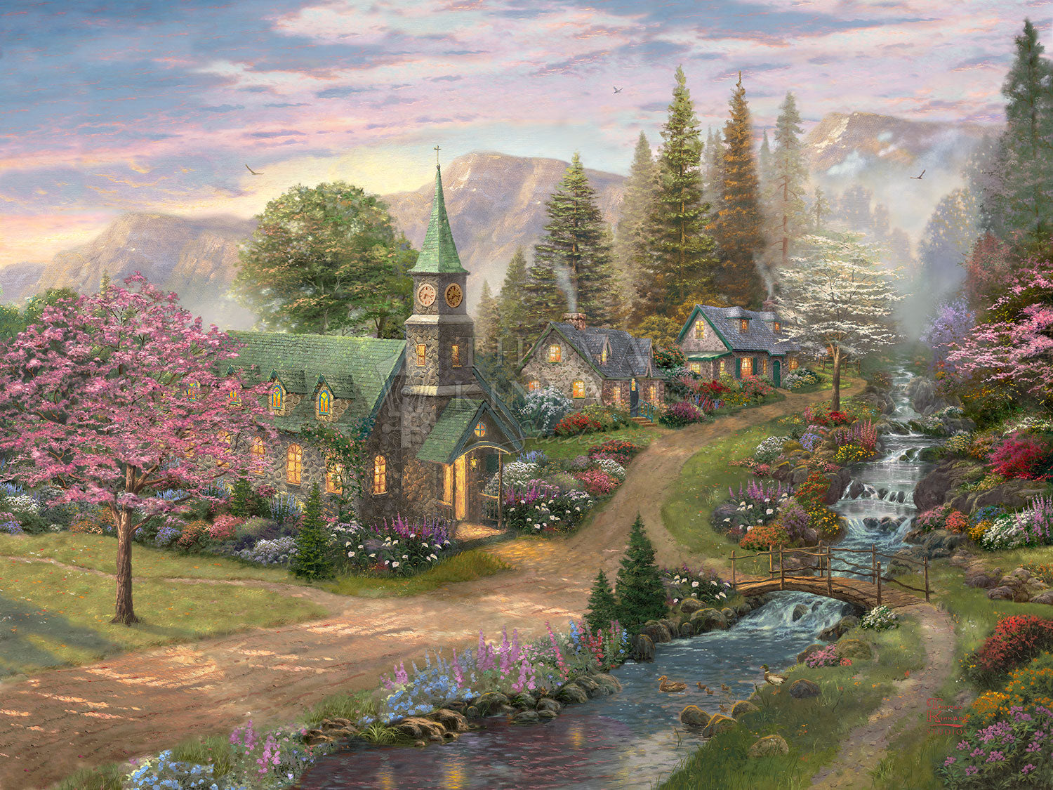Thomas Kinkade Studios Sunday Morning Chapel Limited Edition Canvas Giclee