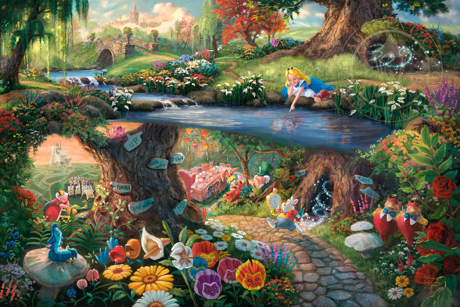 Thomas Kinkade Studios Disney Alice in Wonderland Limited and Open Canvas Giclee