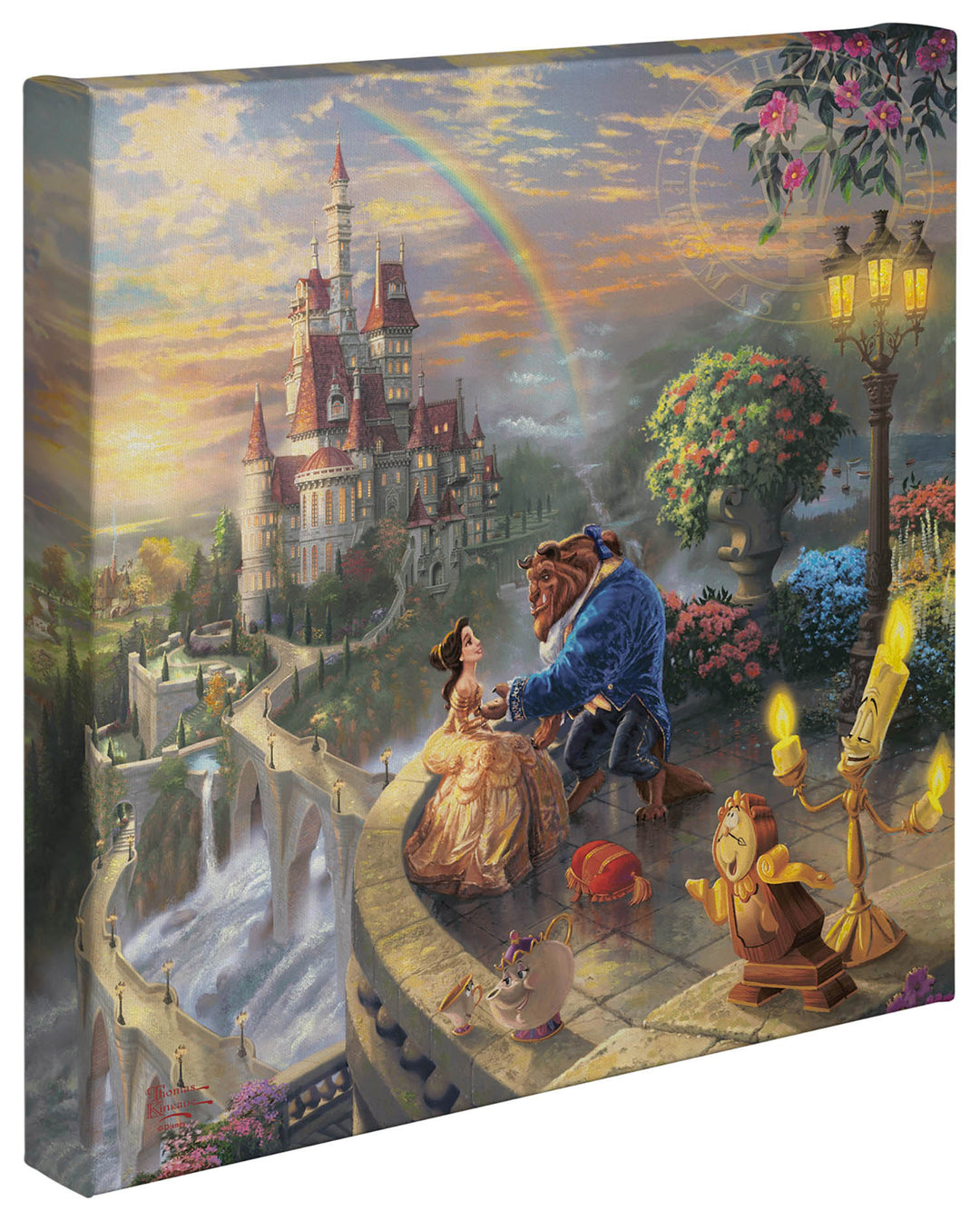 Thomas Kinkade Disney Dreams Beauty and the Beast Falling in Love Canvas Giclee