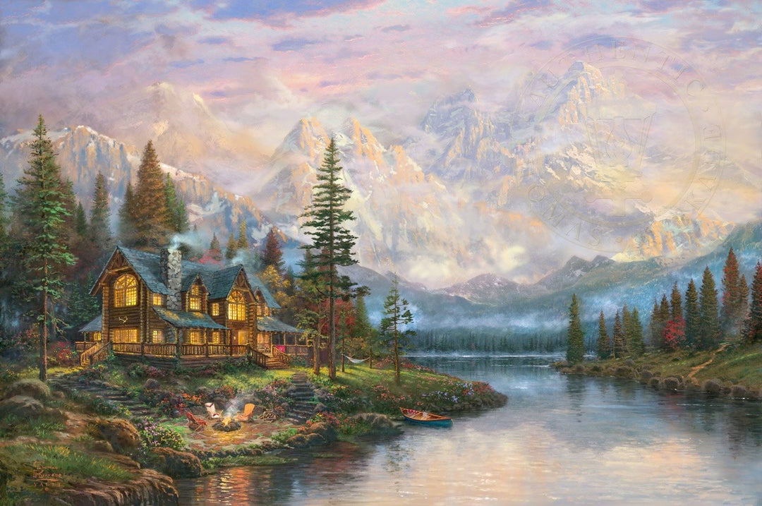 Thomas Kinkade Cathedral Mountain Lodge Limited Edition Canvas Giclee