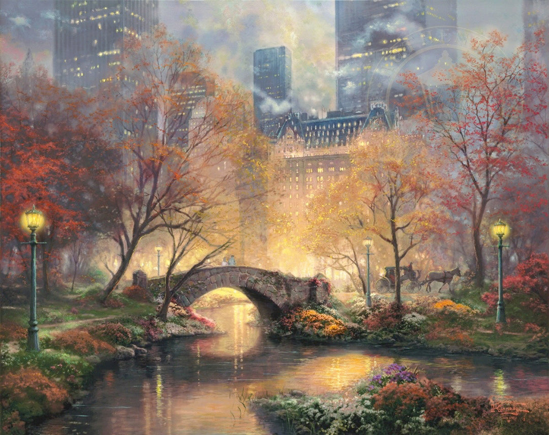 Thomas Kinkade Central Park in the Fall Limited and Open Canvas Giclee