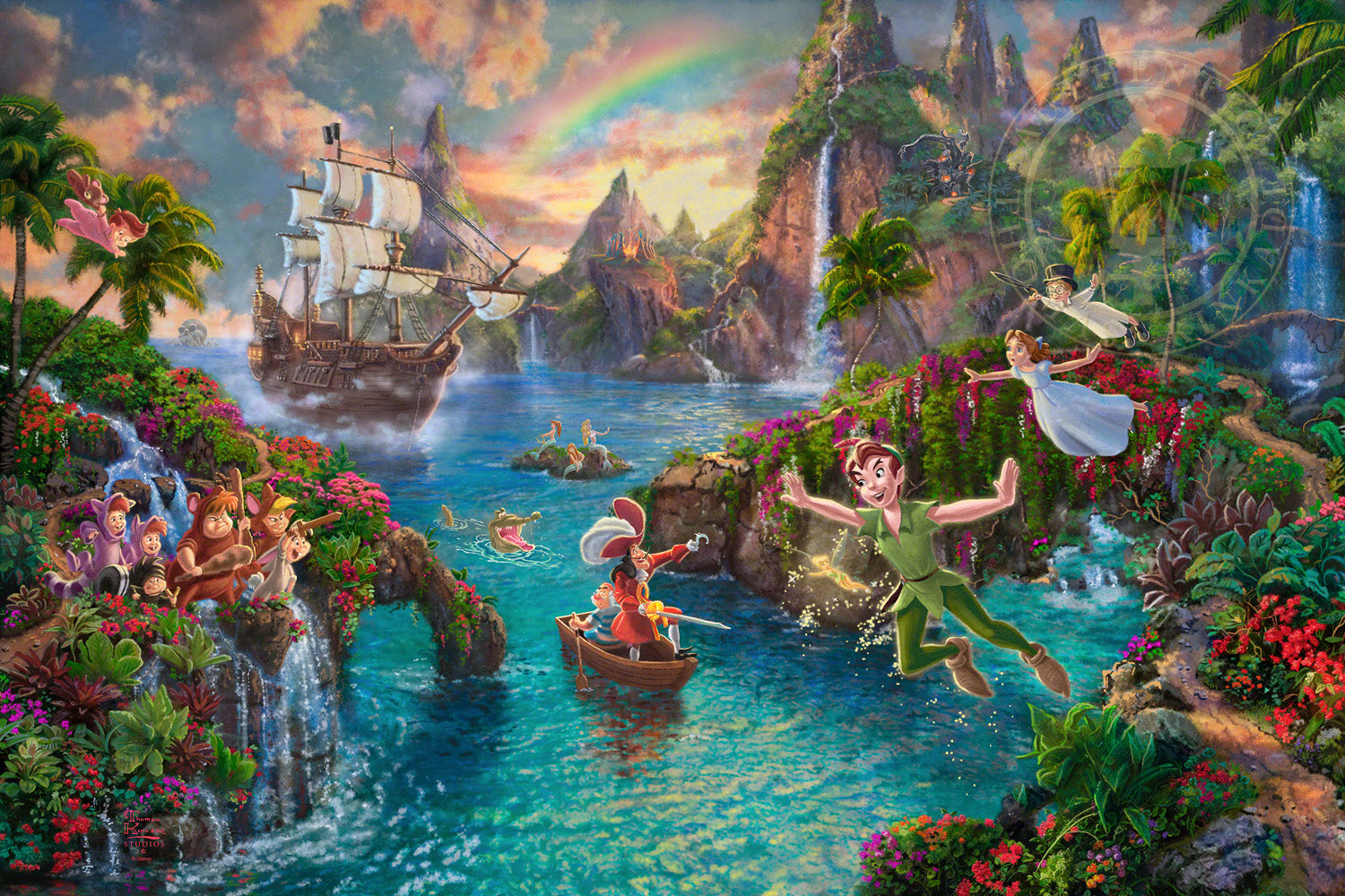 Thomas Kinkade Studios "Disney Peter Pan's Neverland" Limited and Open Canvas Giclee