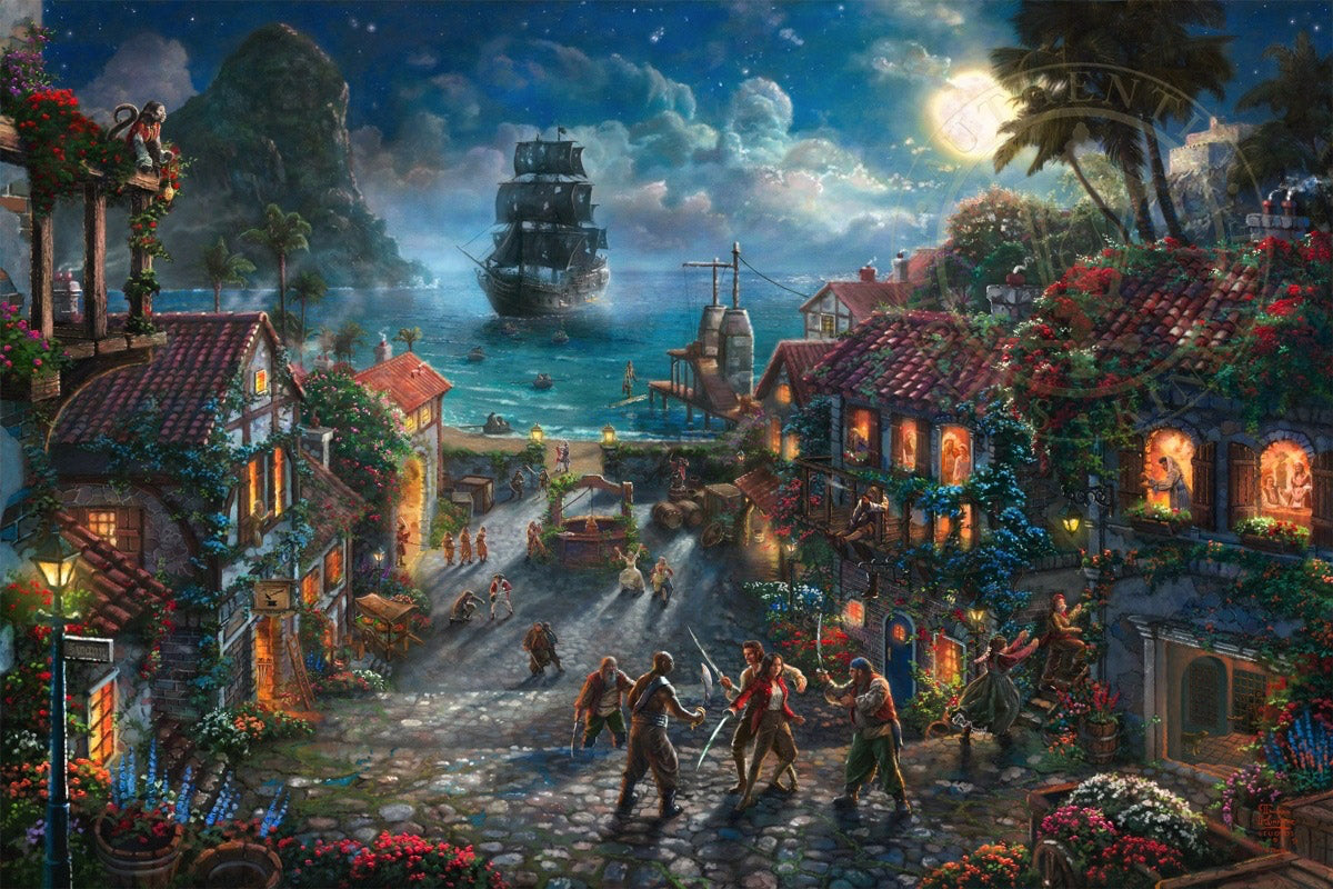 Thomas Kinkade Disney Dreams "Pirates of the Caribbean" Limited and Open Canvas Giclee