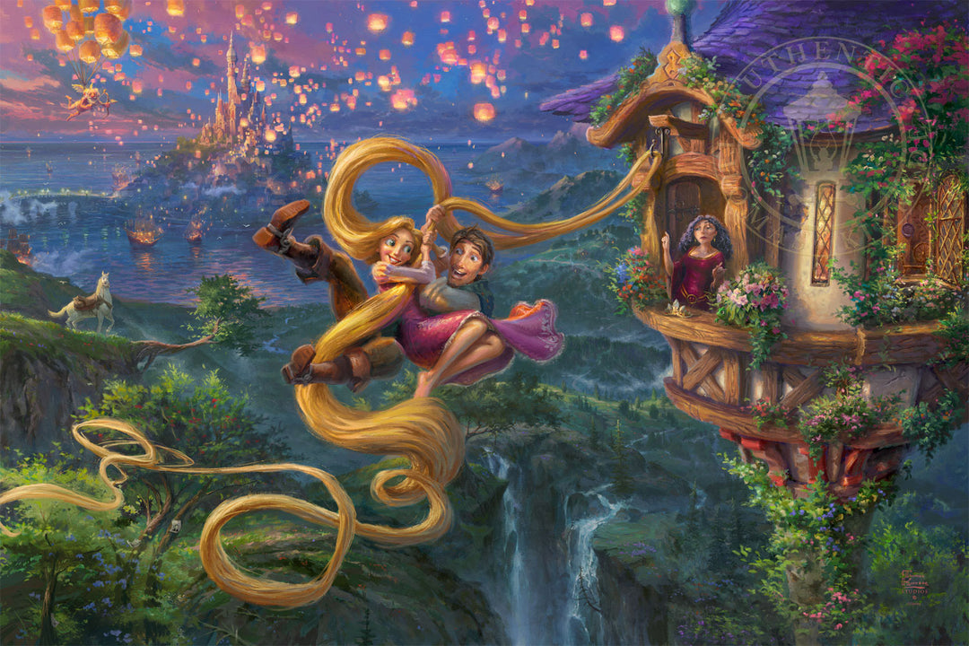 Thomas Kinkade Disney Dreams Tangled Up In Love Limited Edition Canvas Giclee