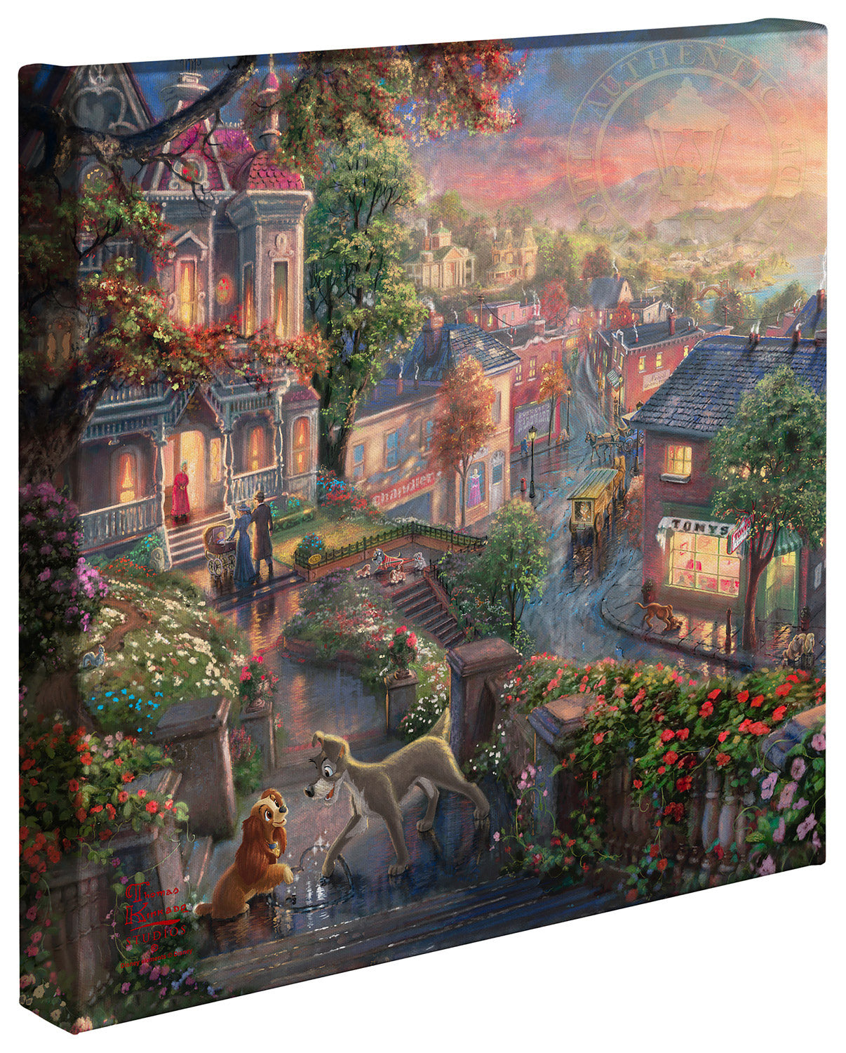 Thomas Kinkade Disney Dreams "Lady and the Tramp" Limited and Open Canvas Giclee