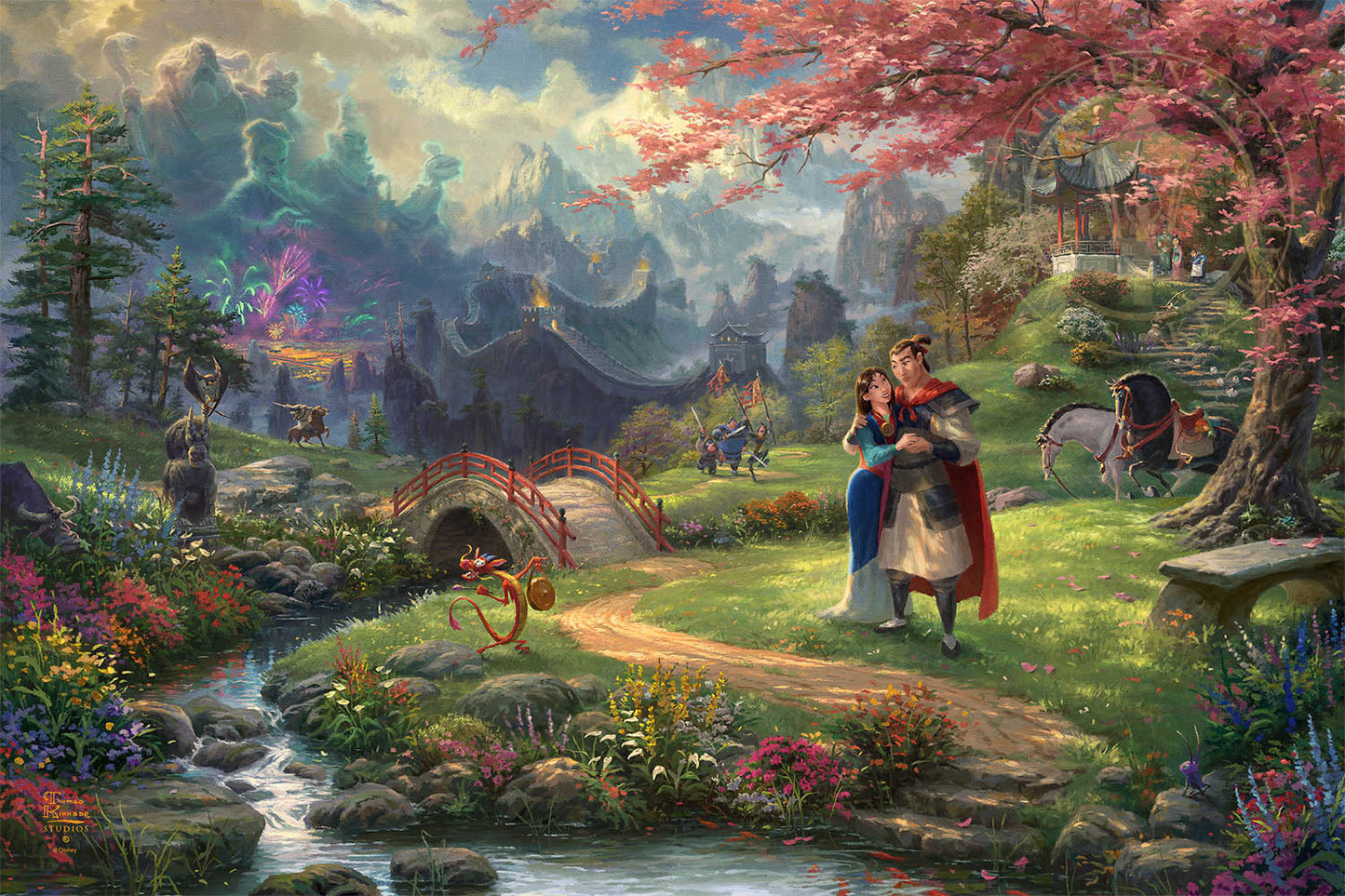 Thomas Kinkade Disney Dreams "Mulan Blossoms of Love" Canvas Giclee