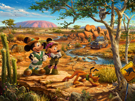 Thomas Kinkade Studios Mickey and Minnie in the Outback Limited and Open Canvas Giclee