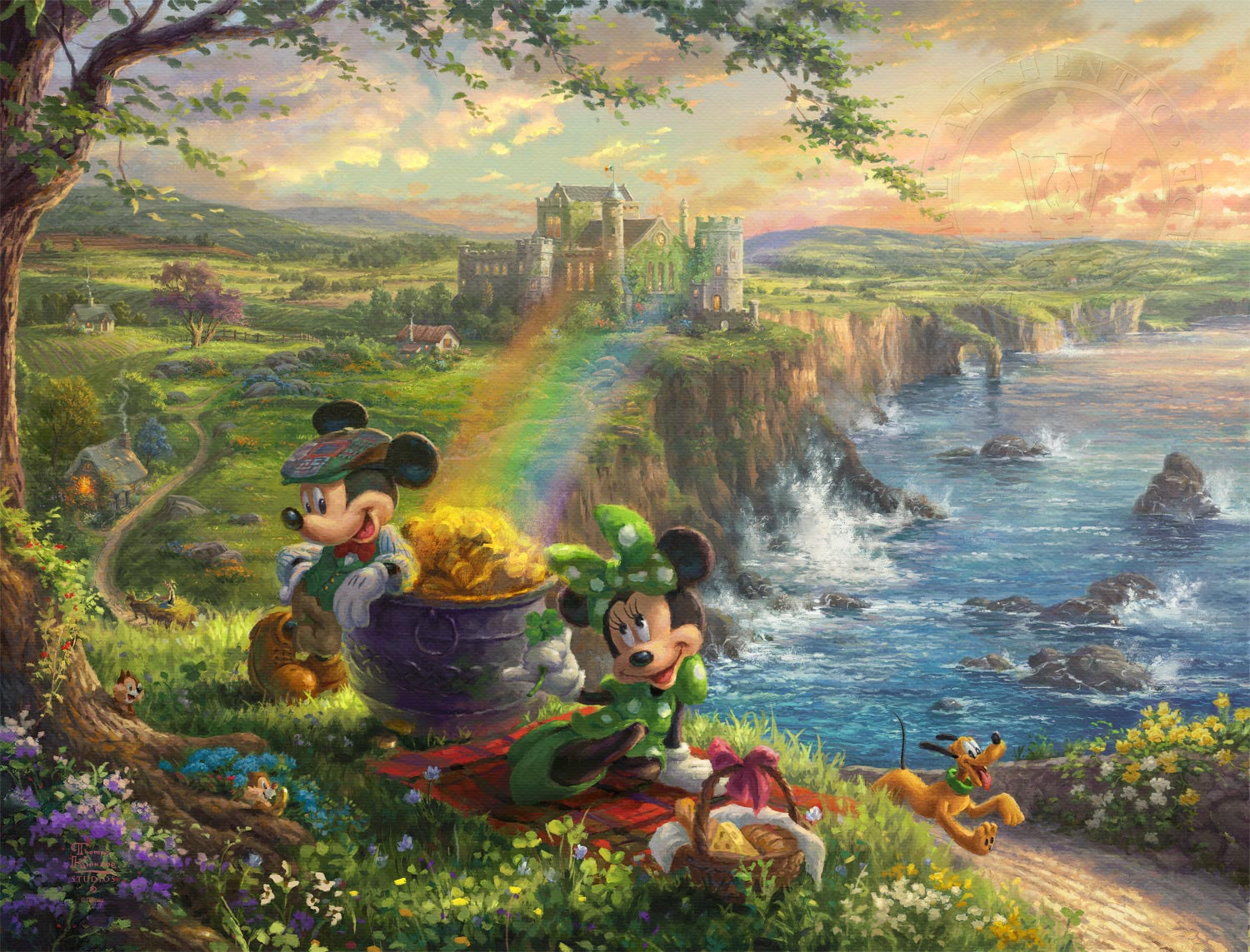 Thomas Kinkade Studios "Mickey and Minnie in Ireland" Limited and Open Canvas Giclee