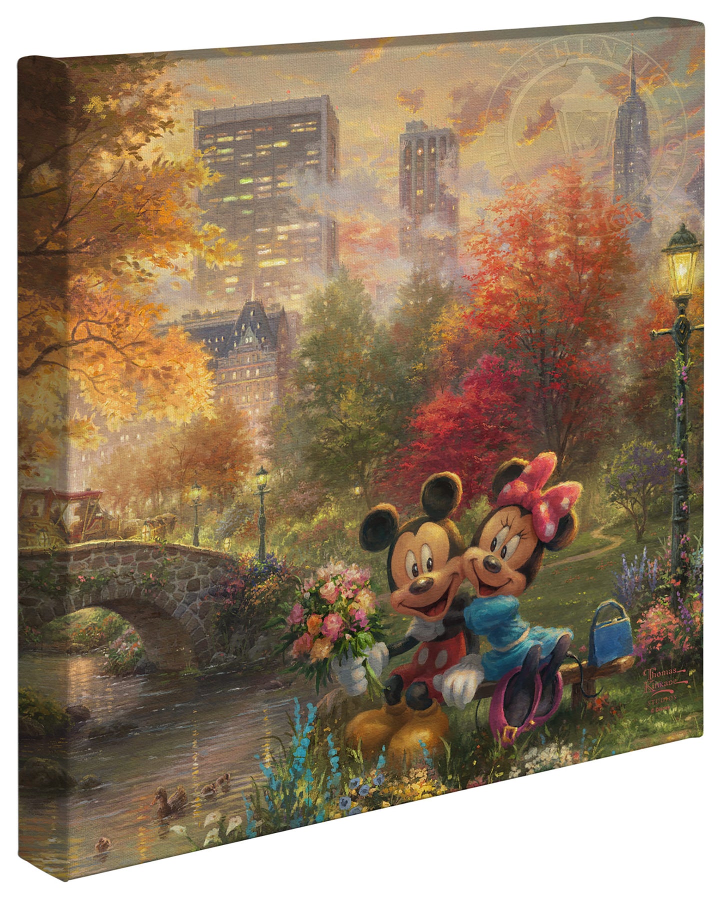 Thomas Kinkade Studios "Mickey and Minnie - Sweetheart Central Park" Limited and Open Canvas Giclee