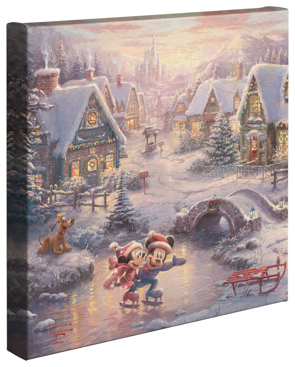Thomas Kinkade Studios "Mickey and Minnie Sweetheart Holiday" Limited and Open Canvas Giclee